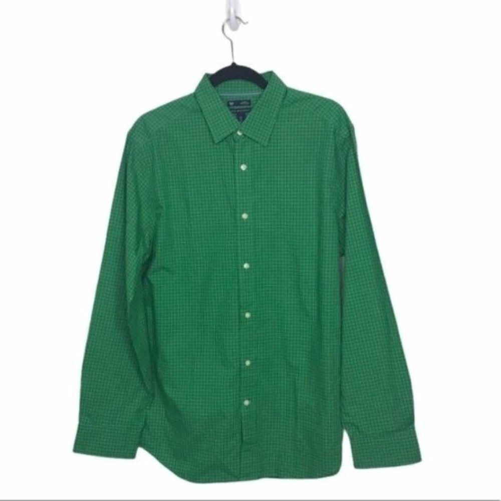 Gap Factory Green Classic Fit Long Sleeve Check Button Up Shirt